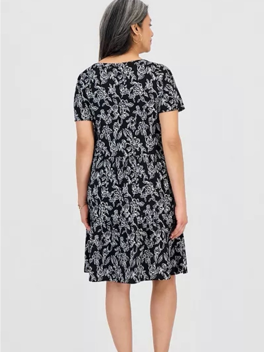 Style & Co. Black Floral tiered dress -M